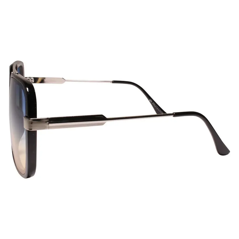 Oversized Stylish Square Black and Silver Sunglasses